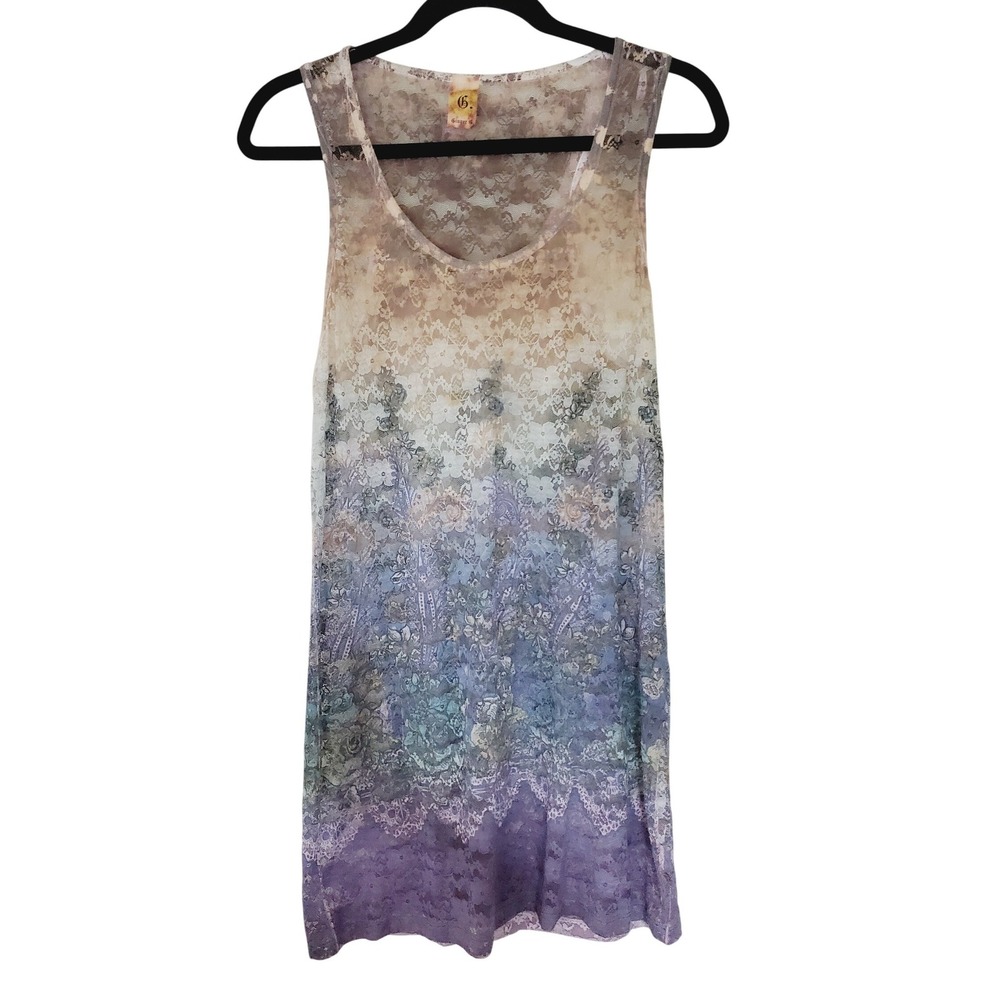 Ginger G Ombre‎ Lace Sheer Dress Mesh Y2K Fairy 90s Witchy Grunge Womens L